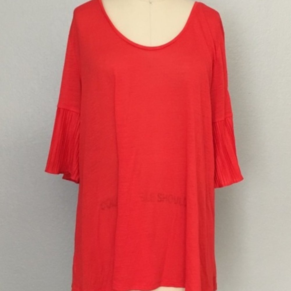 LOFT red ruffle sleeve top M